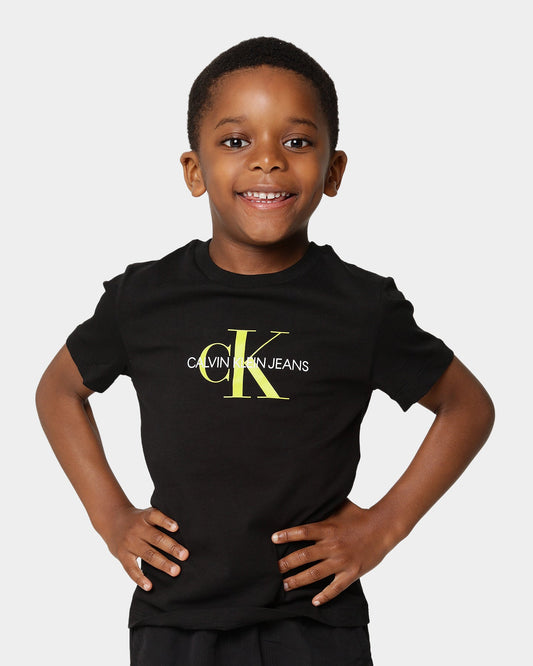 Calvin Klein Kids' Monogram Logo T-Shirt Heather Black/Yellow