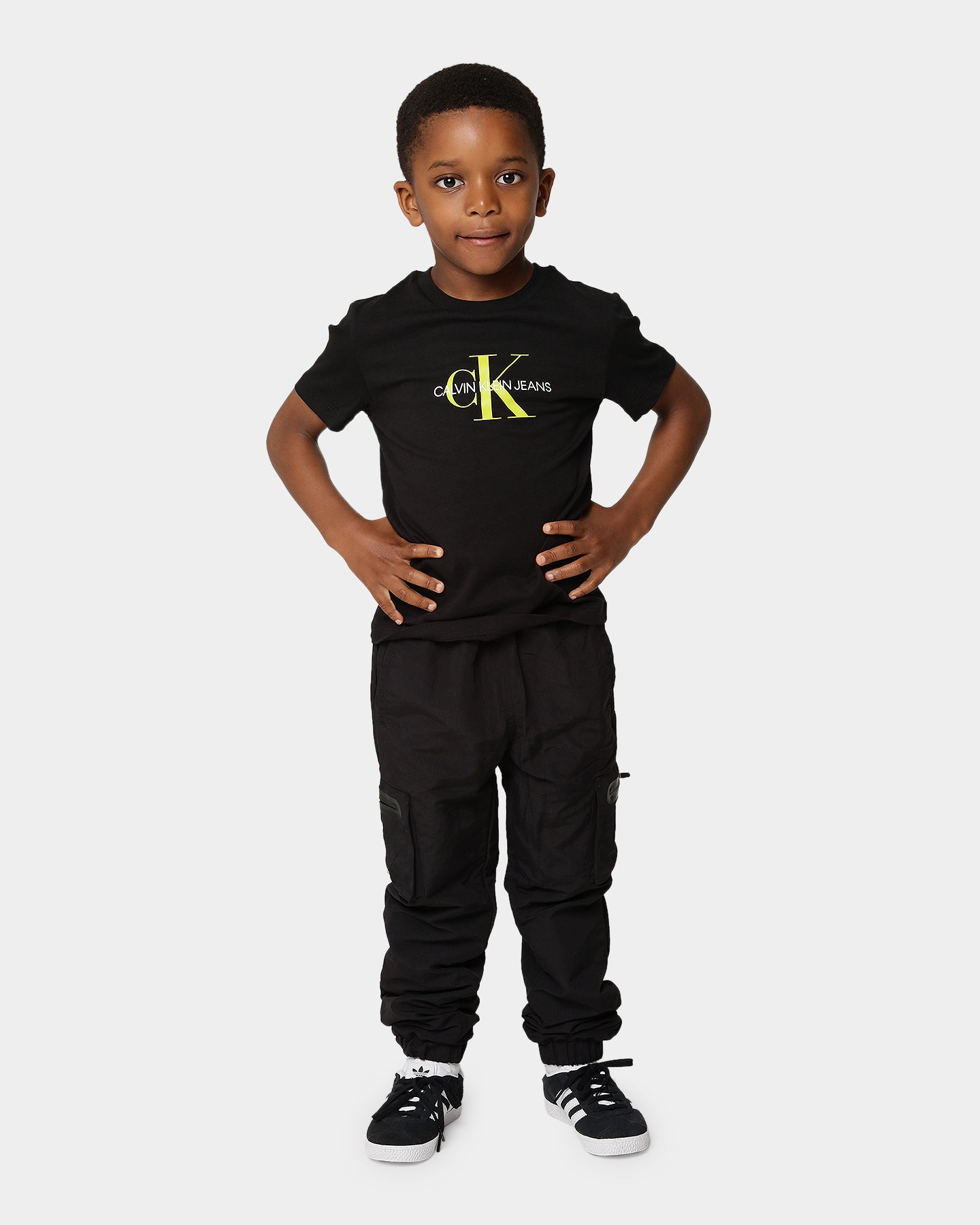 Calvin Klein Kids' Monogram Logo T-Shirt Heather Black/Yellow