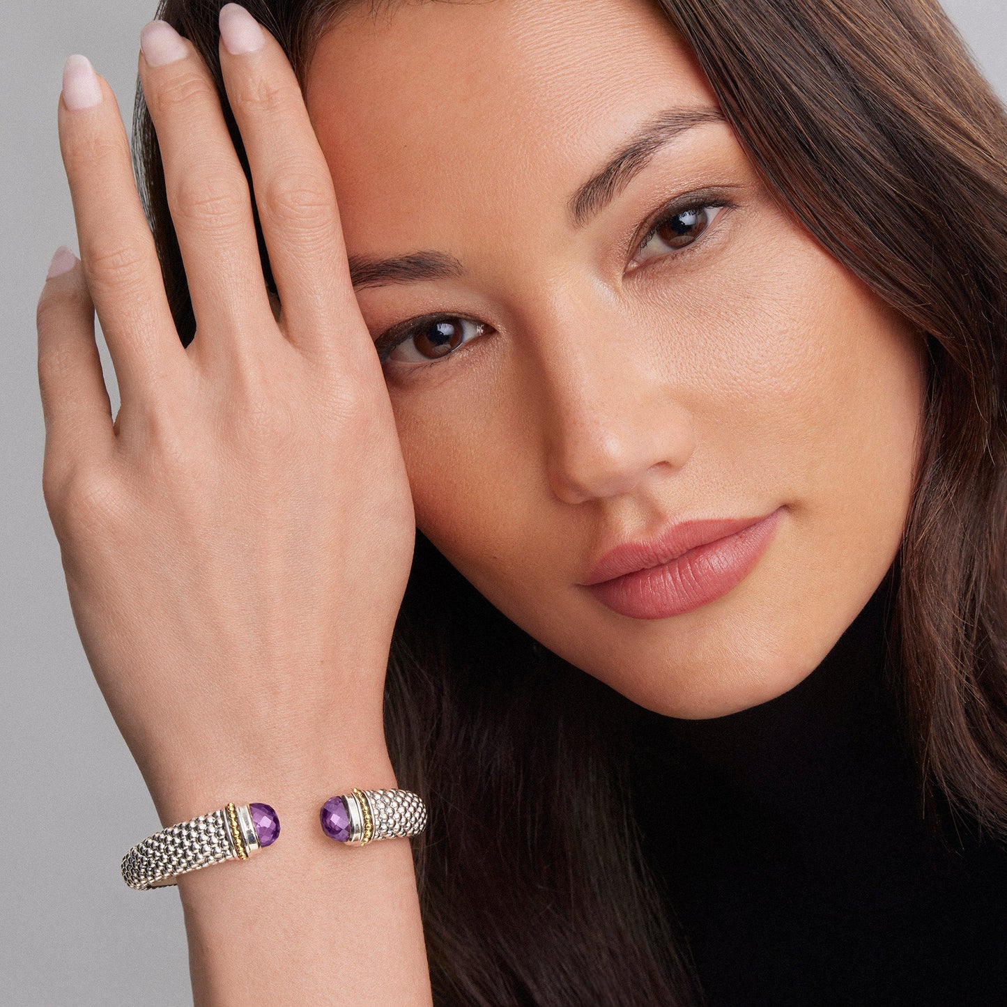 Caviar Color Amethyst Cuff Bracelet | 12mm