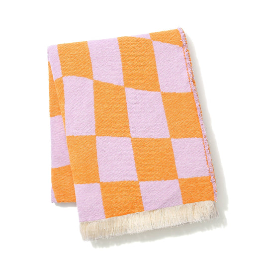 Checker Board Throw M Purple x orange