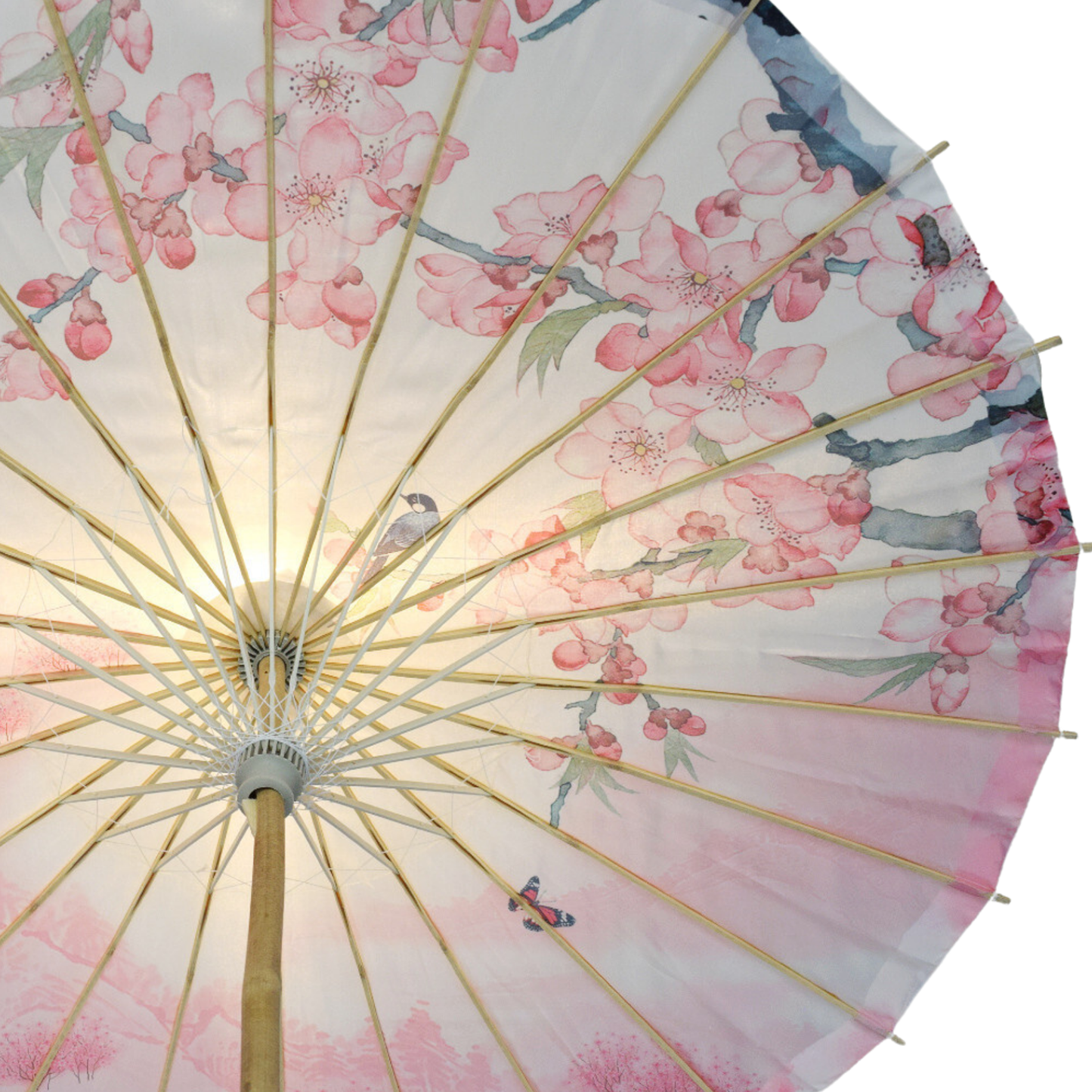 32" Pink Cherry Blossom Premium Nylon Parasol Umbrella with Elegant Handle