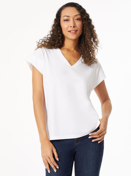 Cap Sleeve V-Neck Top