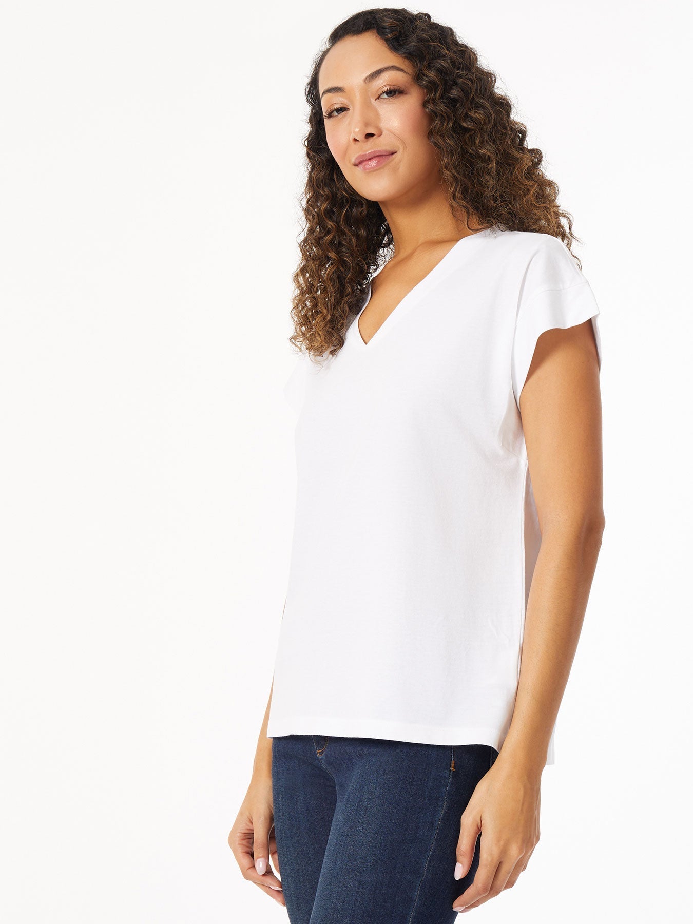 Cap Sleeve V-Neck Top