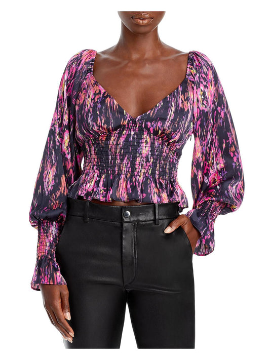 Heartbreaker Womens Smocked Printed Peplum Top