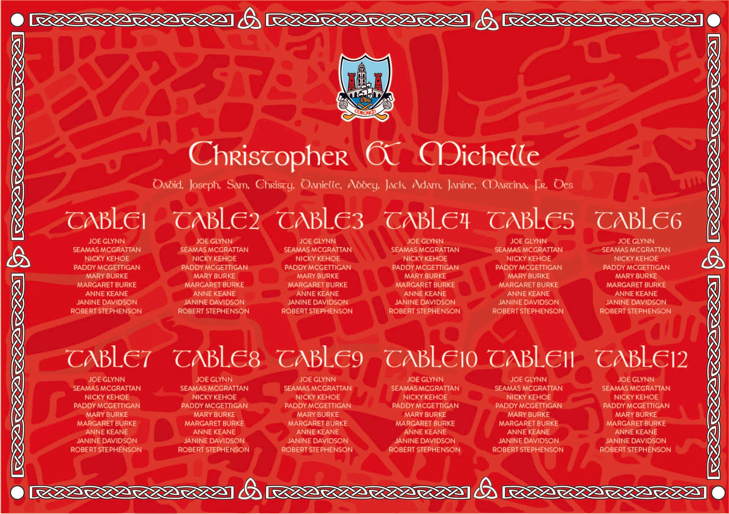 Cork GAA Table Plan