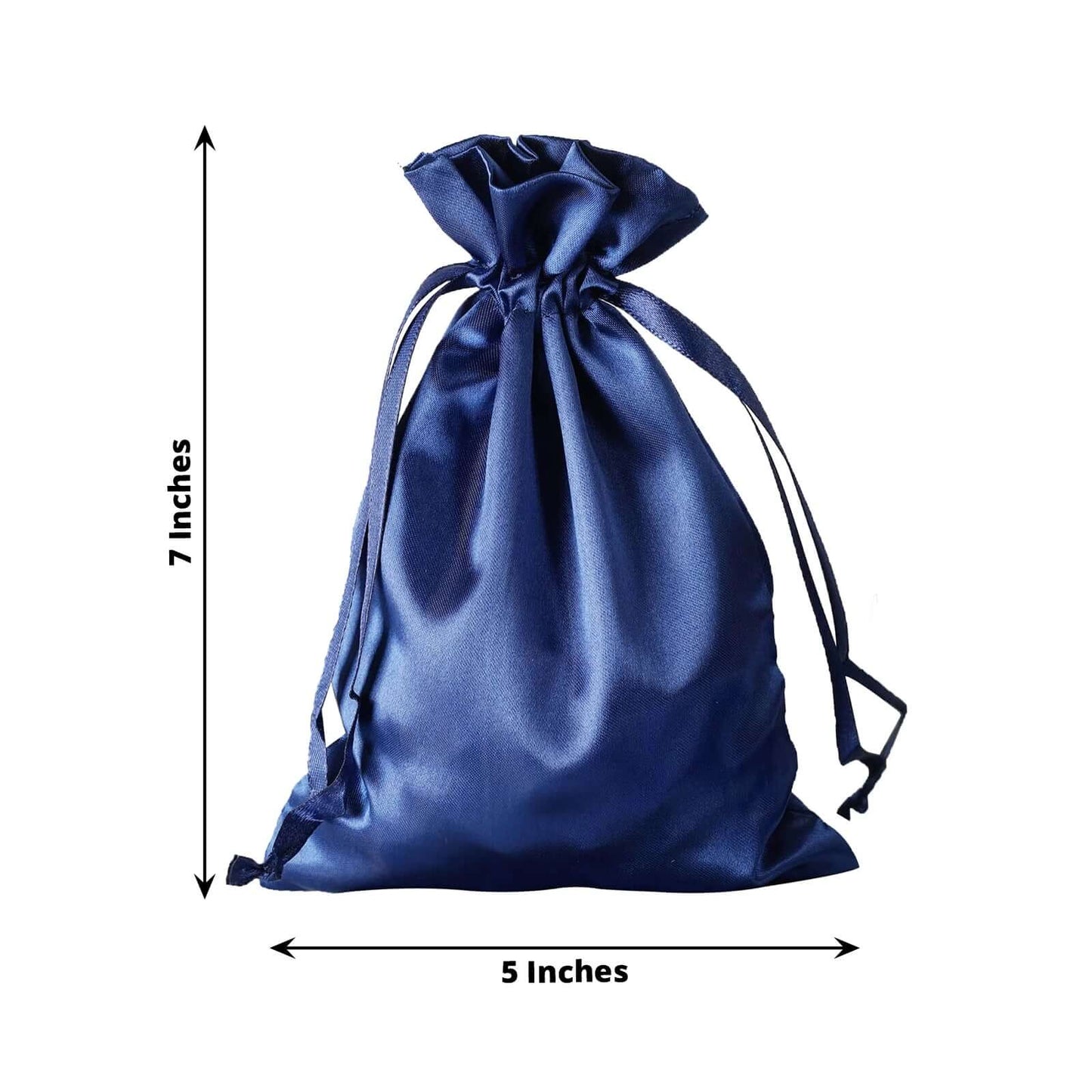 12 Pack Navy Blue Satin Wedding Party Favor Bags, Drawstring Pouch Gift Bags 5"x7"