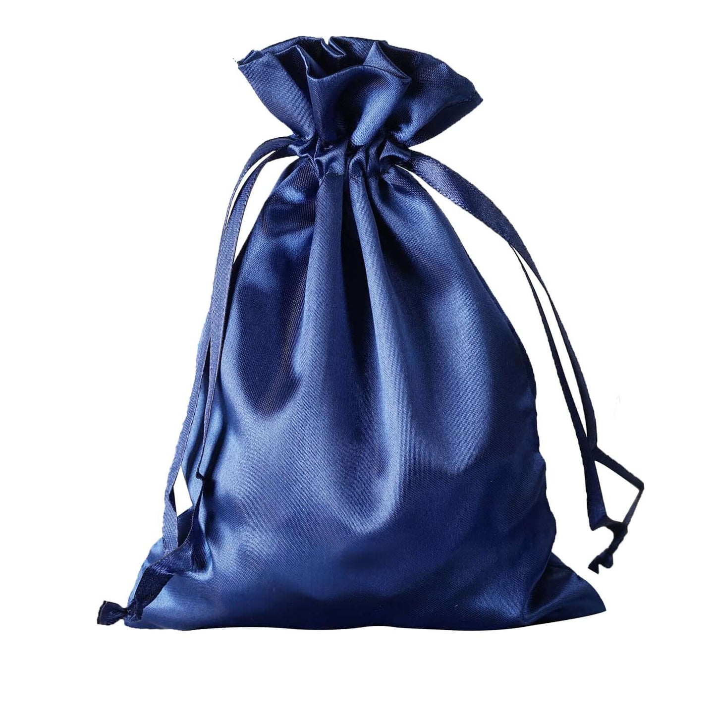 12 Pack Navy Blue Satin Wedding Party Favor Bags, Drawstring Pouch Gift Bags 5"x7"