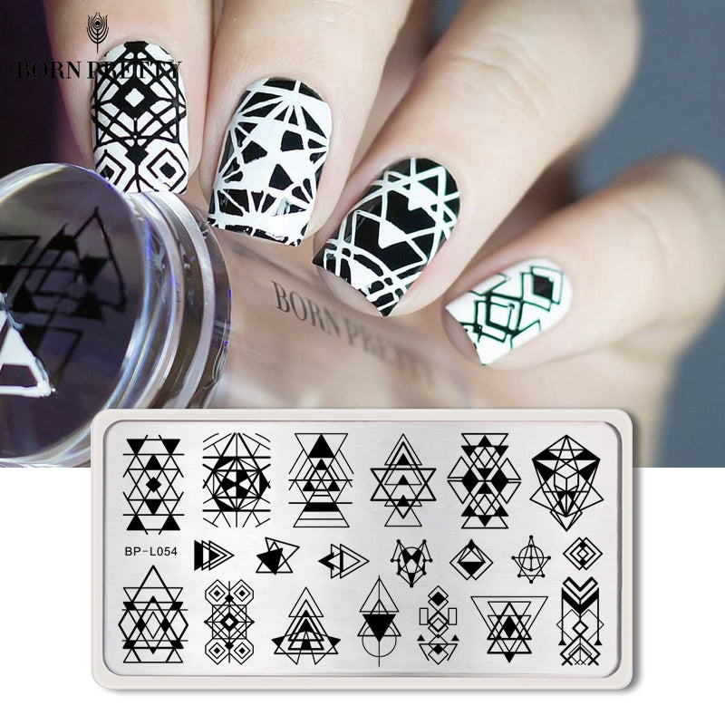 BORN PRETTY Rectangle Stamp Template Geometry Design 12*6cm Manicure Nail Art Image Plate BP-L054