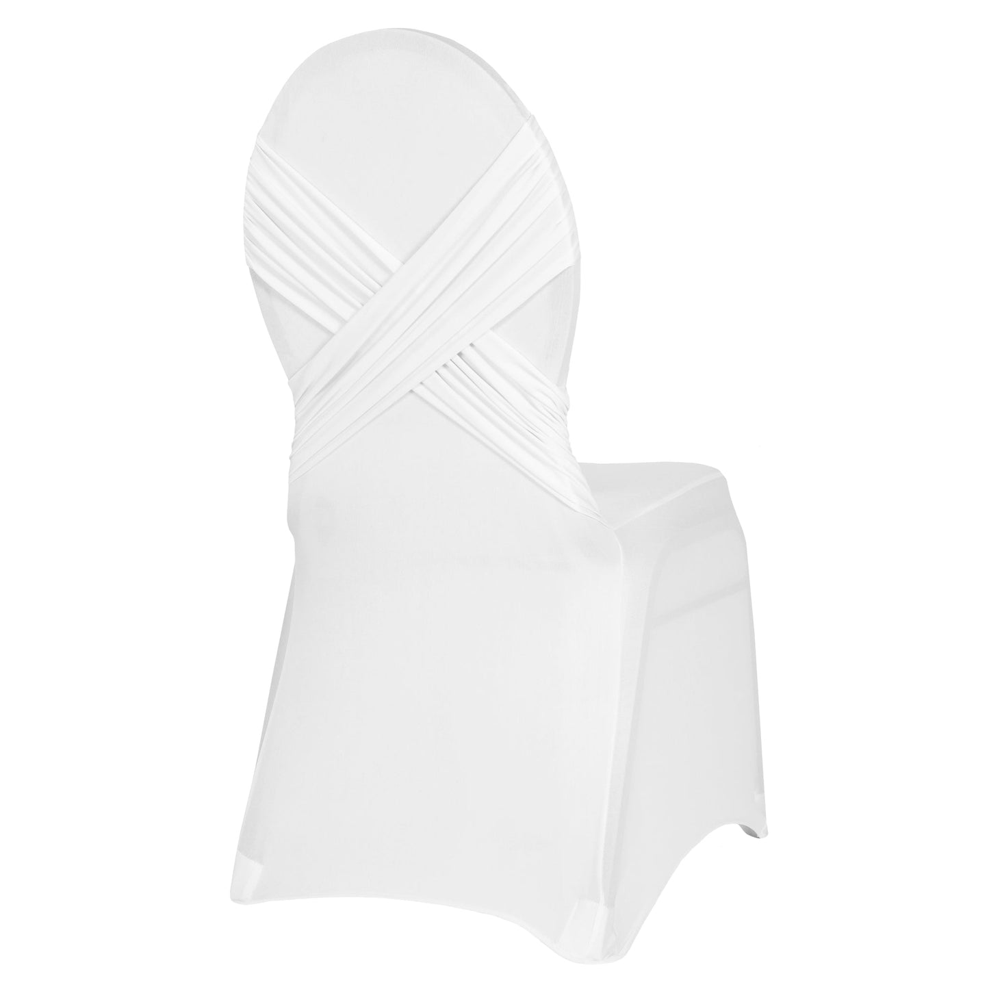 Cross Back Stretch Spandex Banquet Chair Cover - White