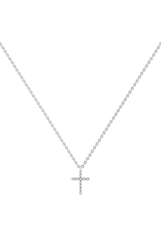 Cross Necklace 18K Whitegold Necklace w. Lab-Grown Diamonds