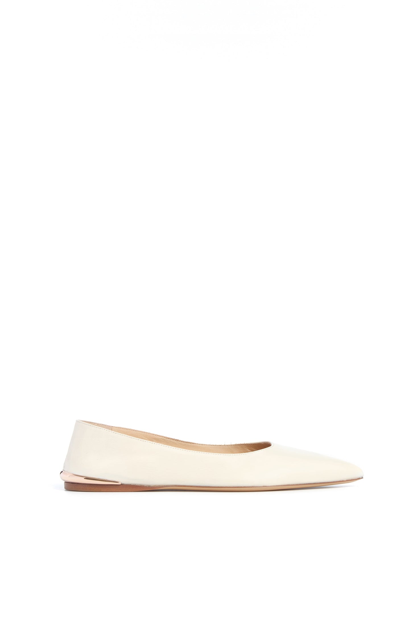 Fleur Ballerina Flat in Ivory Nappa Leather