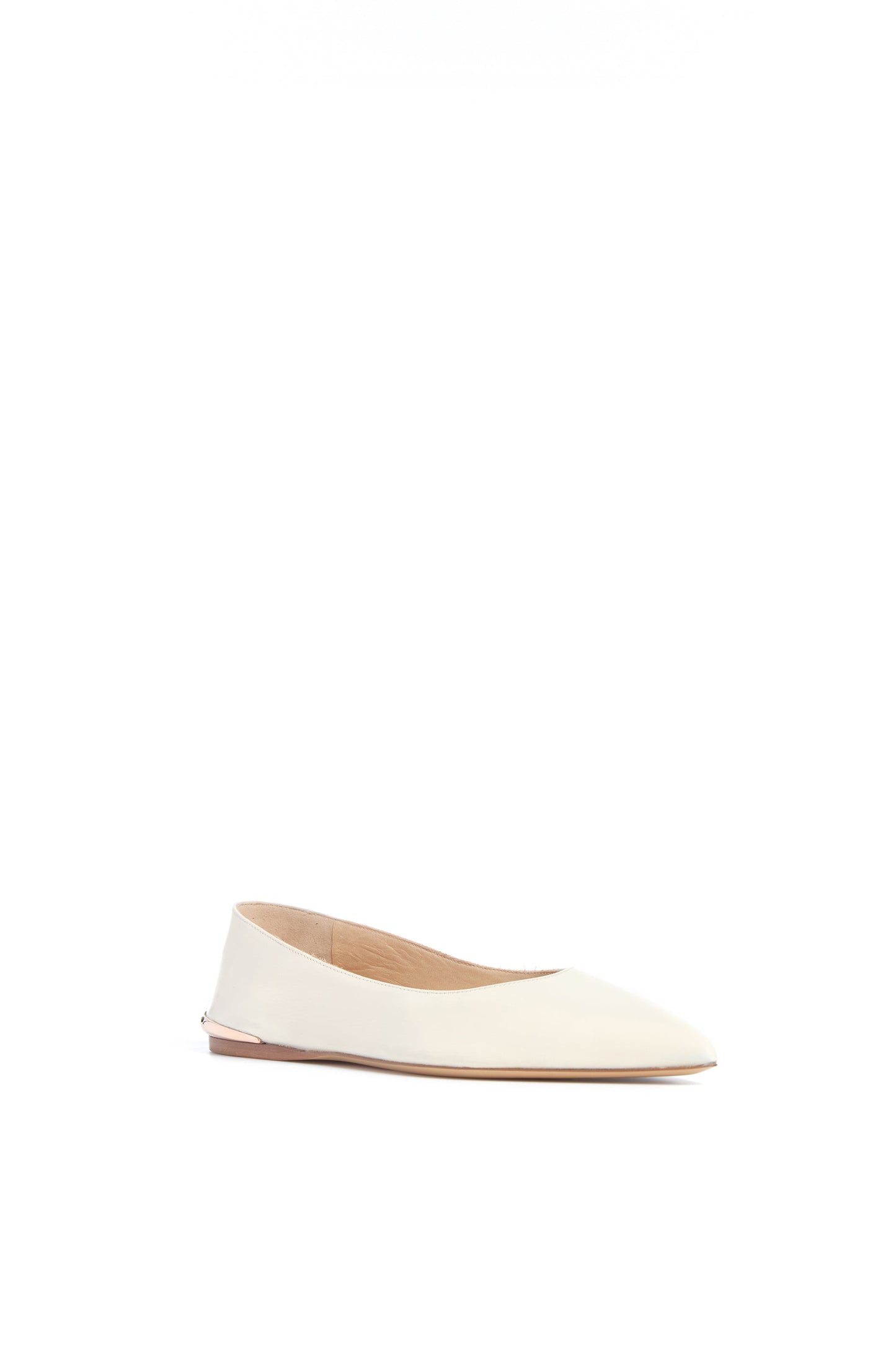 Fleur Ballerina Flat in Ivory Nappa Leather