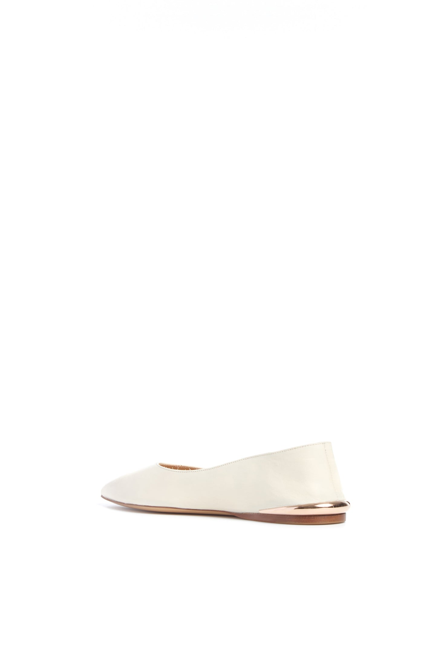 Fleur Ballerina Flat in Ivory Nappa Leather