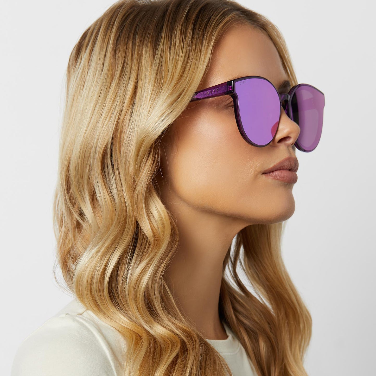 GEMMA - POSH PURPLE CRYSTAL + PURPLE MIRROR SUNGLASSES