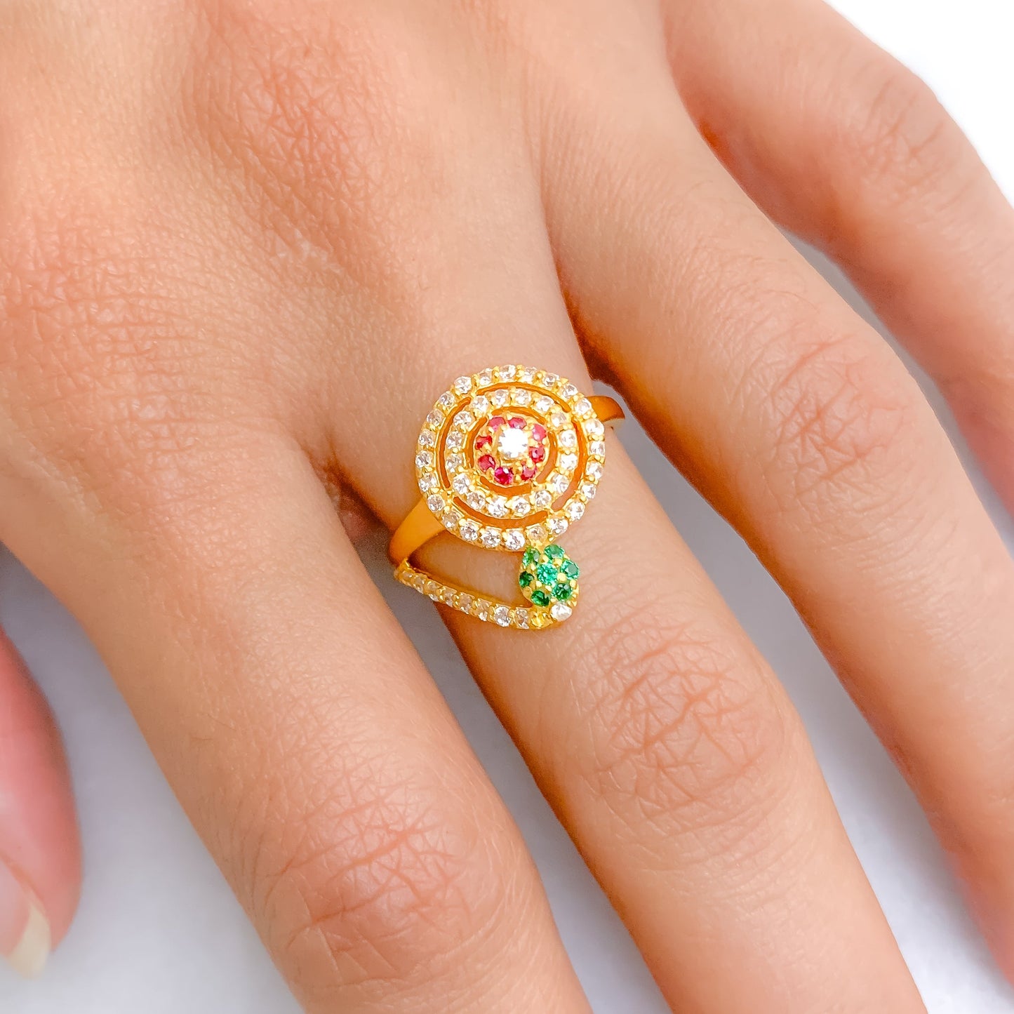 Fancy Plant + Moon CZ Ring