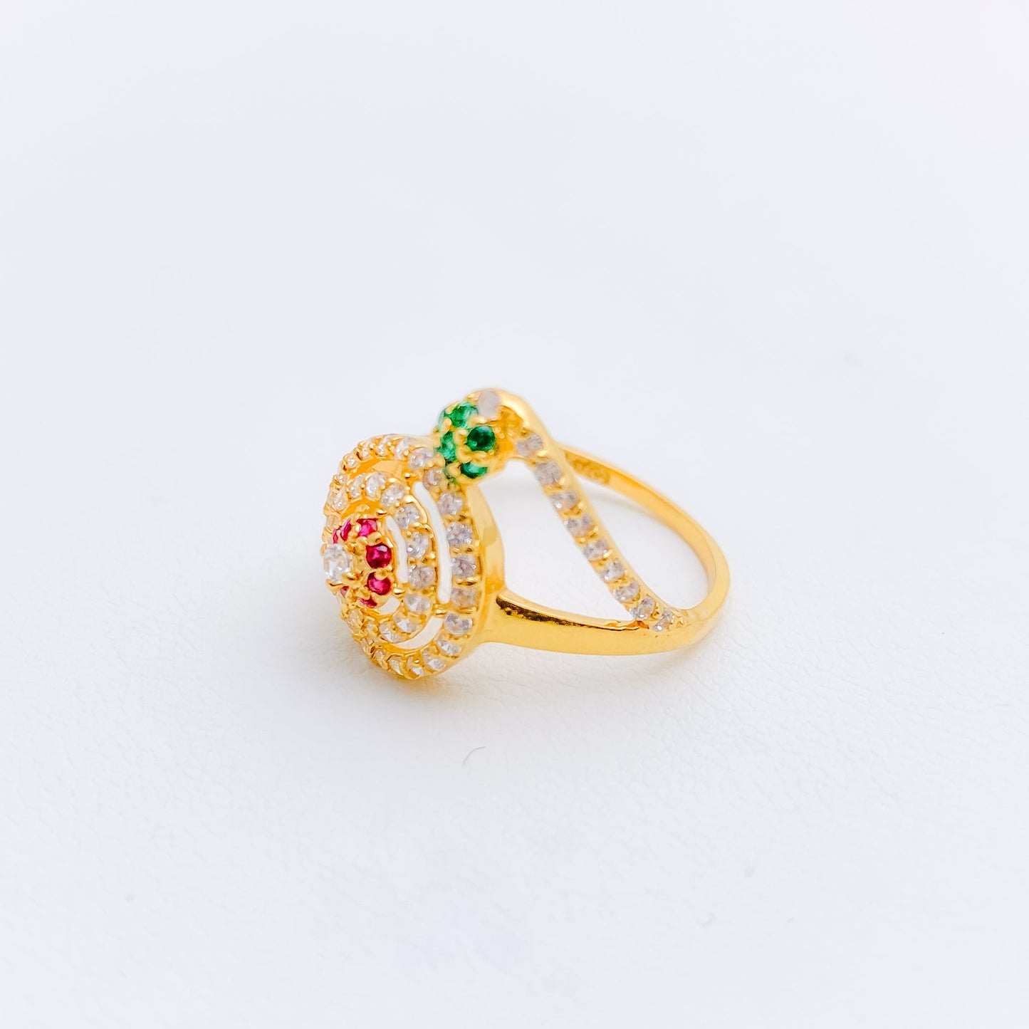 Fancy Plant + Moon CZ Ring