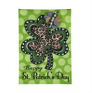 Animal Print Shamrock Garden Burlap Flag