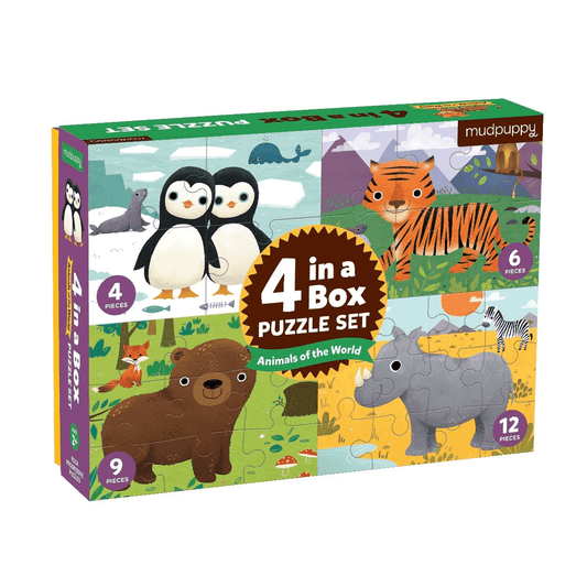 Animals Of The World 4-In-a-Box Progressive Puzzle