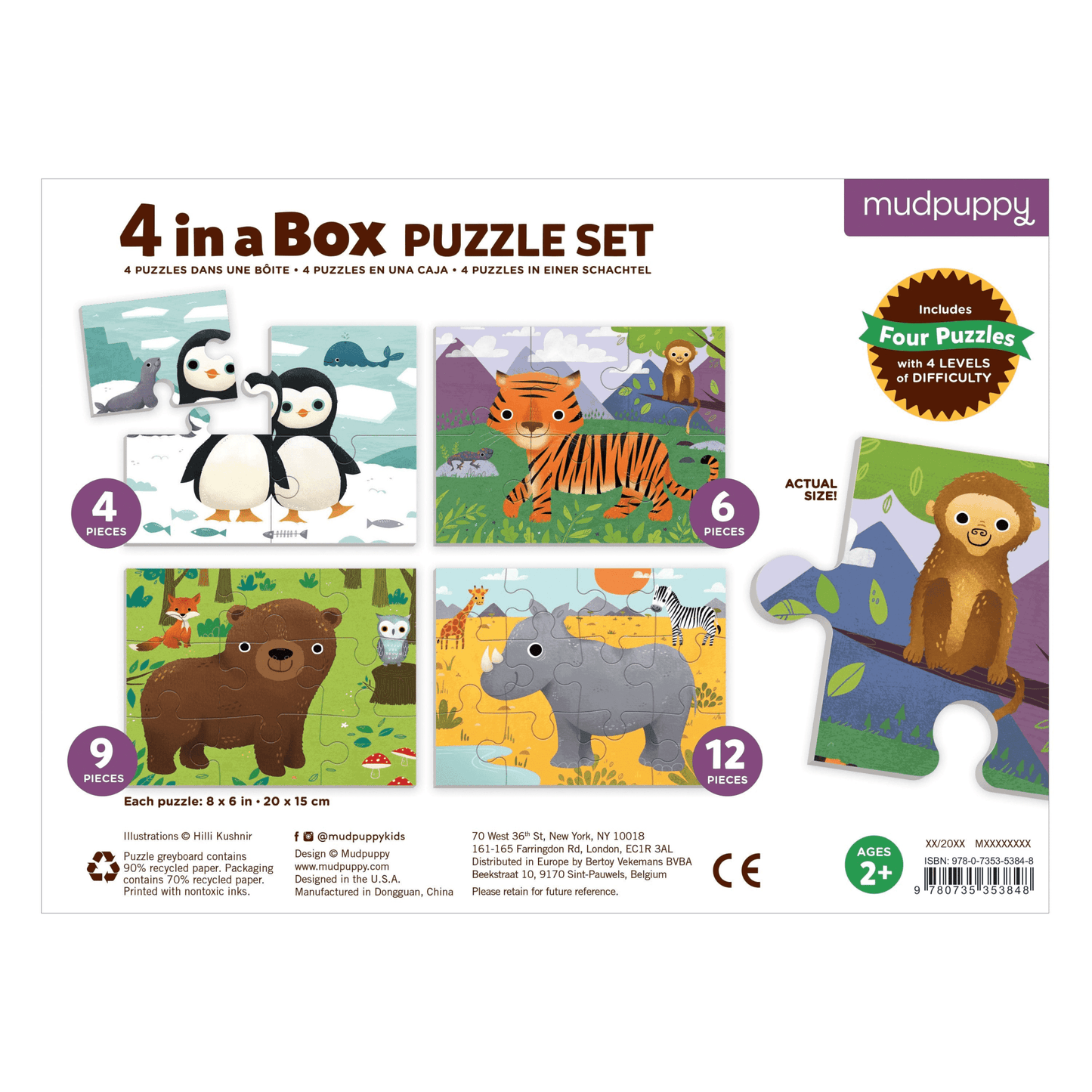 Animals Of The World 4-In-a-Box Progressive Puzzle