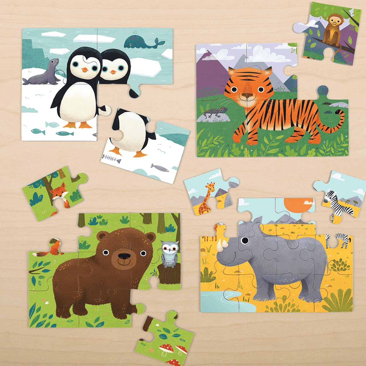 Animals Of The World 4-In-a-Box Progressive Puzzle