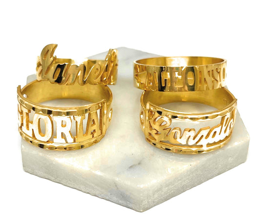 Gold Plated SILVER CUSTOMIZED Name Ring