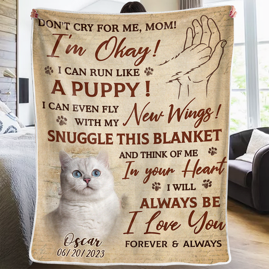 Custom Photo Think Of Me In Your Heart - Memorial Personalized Custom Blanket - Sympathy Gift For Pet Owners, Pet Lovers