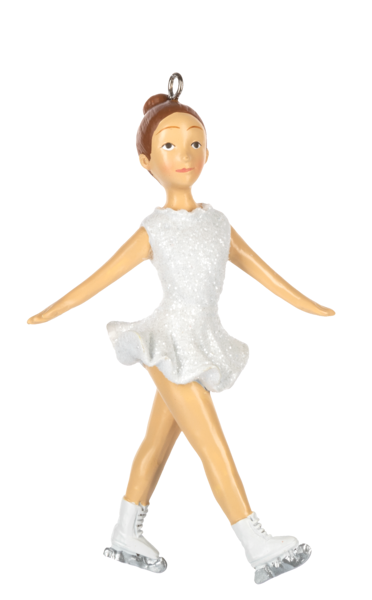 Girl Ice Skater Ornament Wearing White Outfit